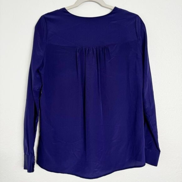 Diane Von Furstenberg Louise silk purple floral long sleeve blouse 4 - Picture 7 of 12